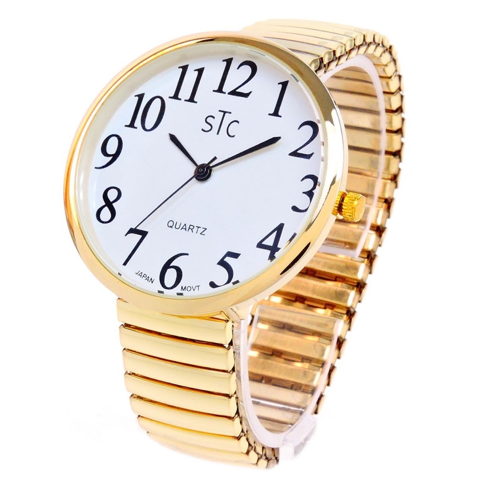 Gold Super large face Stretch band watch